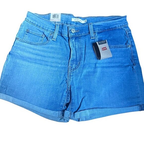 Levi's Jean Shorts Women's Size 30 Blue Mid-Length Denim Pockets - Picture 1 of 7